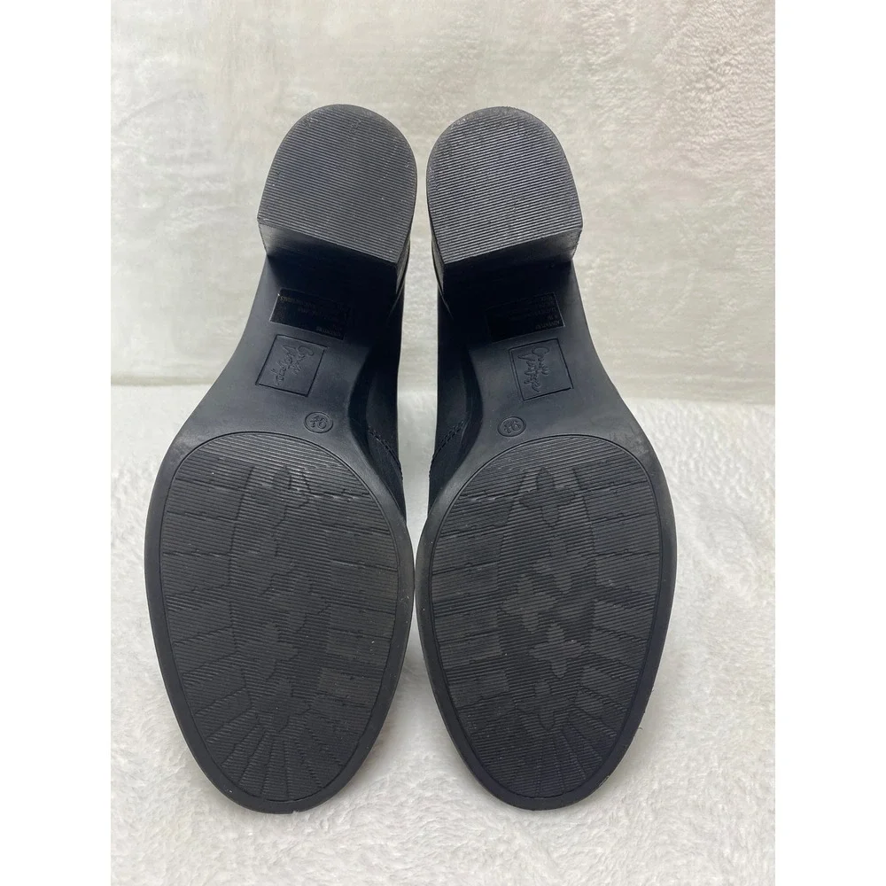 Crown Vintage Adventure Block Heel Black Leather Classic Chelsea Boots‎ Size 9.5